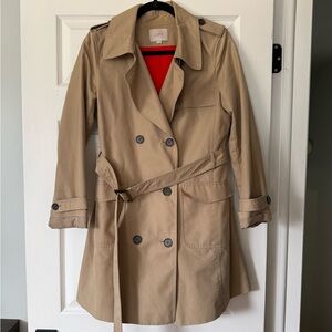 LOFT Beige Double-Breasted Trench Coat